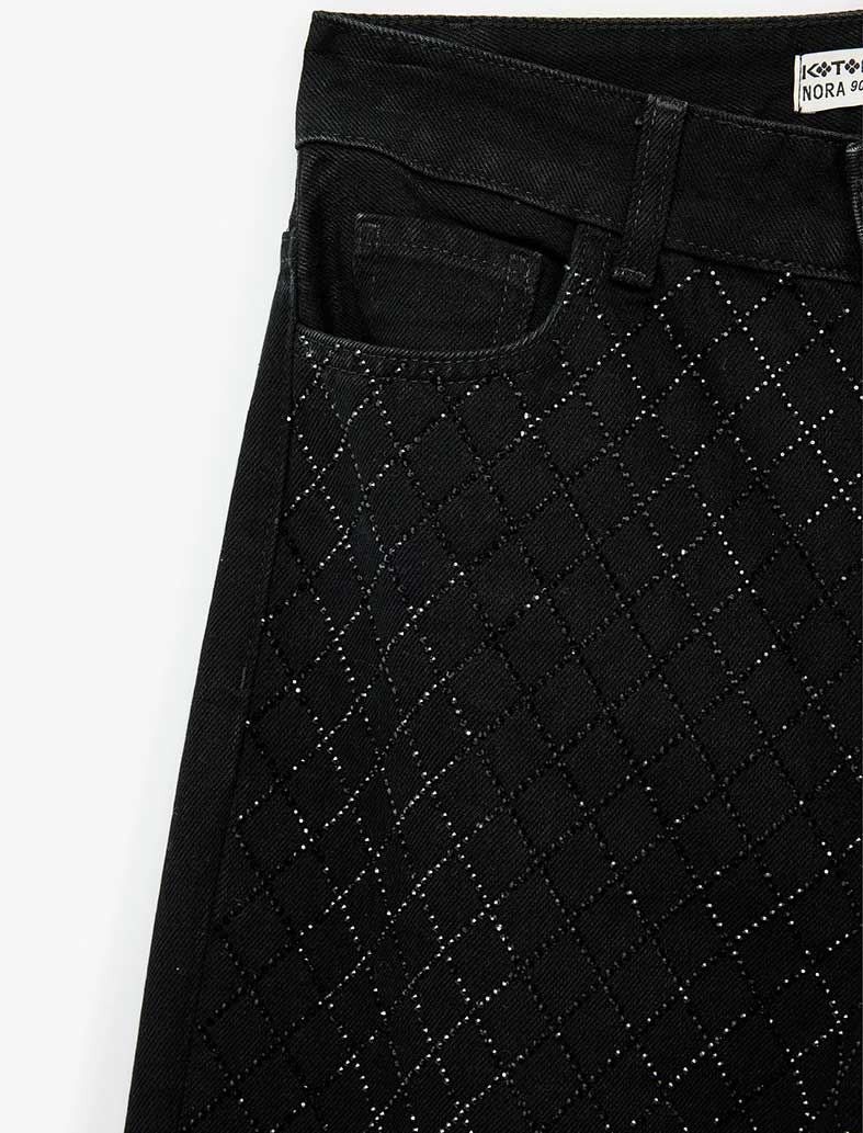 شلوار جین طرح دار استریت زنانه کوتون Koton کد 6WAL40138MD