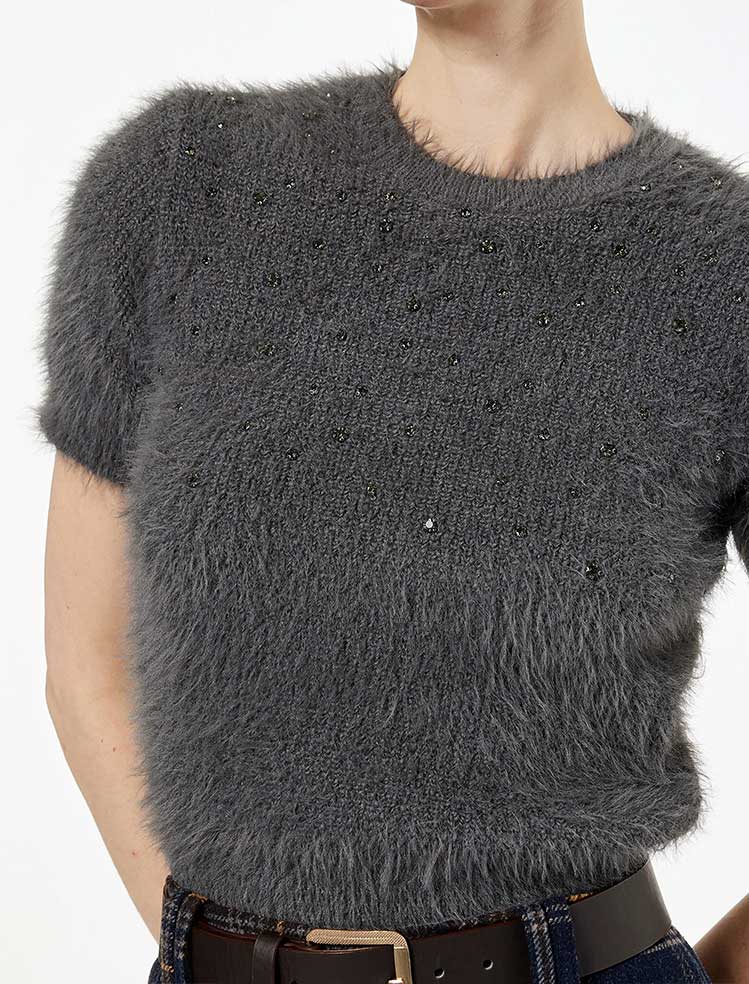 بافت آستین کوتاه زنانه کوتون Koton کد 6WAK90152HT